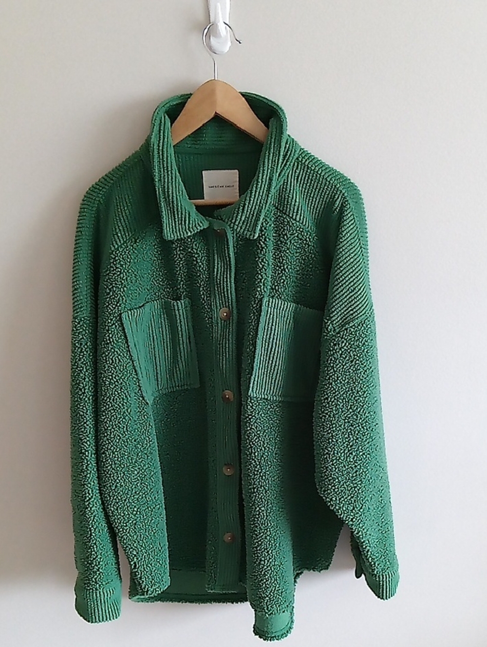 AEO Kelly Green Teddy Sherpa Shacket Size XL